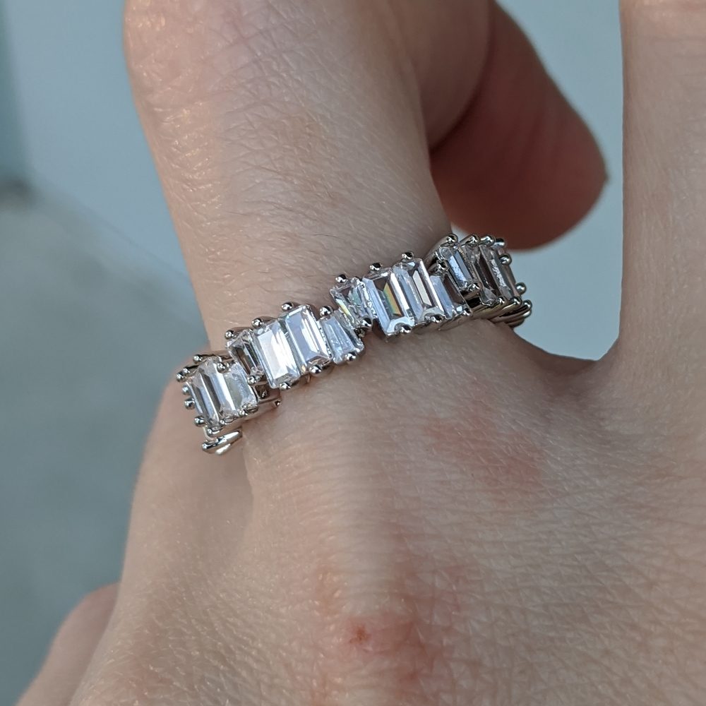🆕S925-White Sapphire & White CZ Eternity Ring 8 - Picture 10 of 12